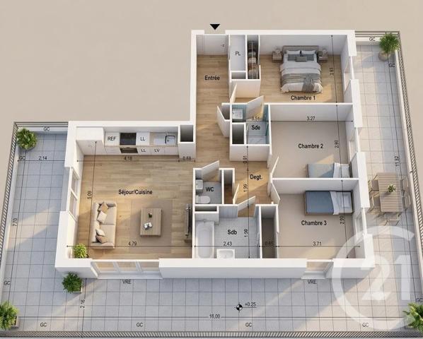 Appartement T4 à vendre  4 pièces - 76,38 m 2   THEIX NOYALO  - 56