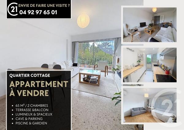 Appartement F3 à vendre  3 pièces - 65,38 m 2   MANDELIEU LA NAPOULE  - 06