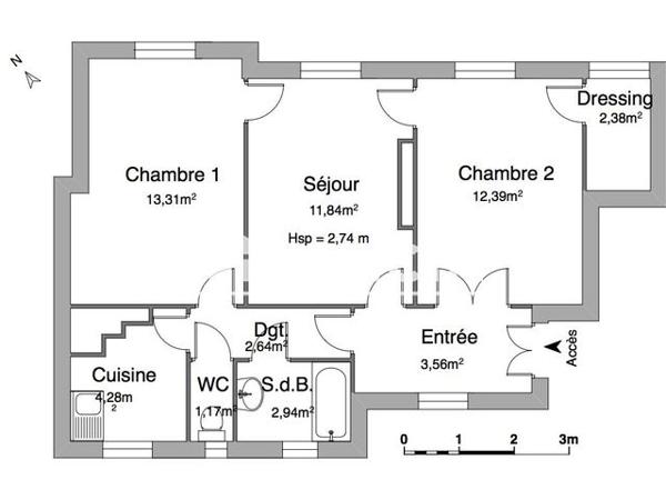 Location Appartement 3 pièces 55.4 m² - 29 RUE DES BATIGNOLLES Paris 75017