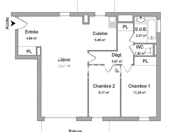 Location Appartement 3 pièces 67.8 m² - RESIDENCE VILLA FLORA Dijon 21000