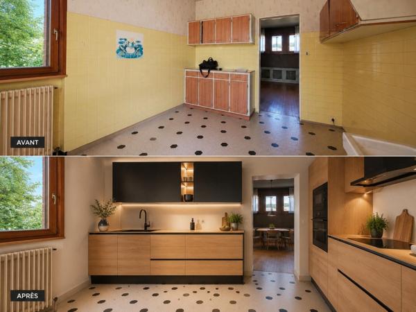Maison familiale avec grand terrain de 3 370 m² constructible, garage de 90 m² et beau potentiel d'évolution