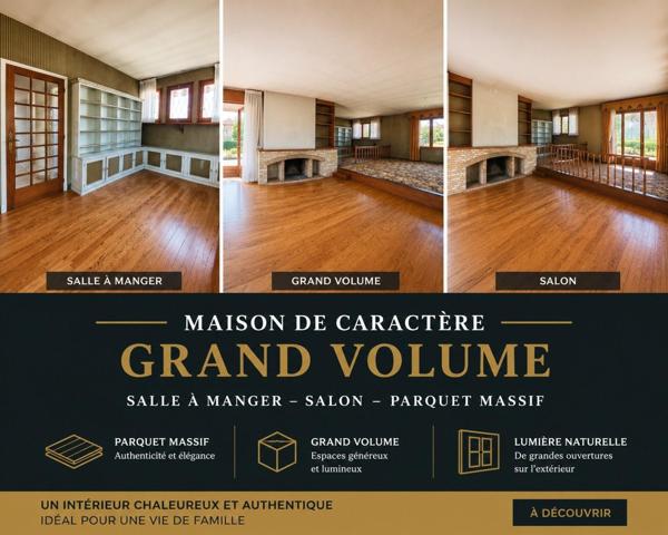 Maison familiale avec grand terrain de 3 370 m² constructible, garage de 90 m² et beau potentiel d'évolution