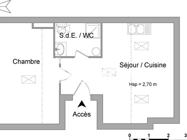 Location Studio 19.76 m² - 22 RUE COLBERT DU TERRON - 2ème Etage Porte n°4 - RUE Rochefort 17300