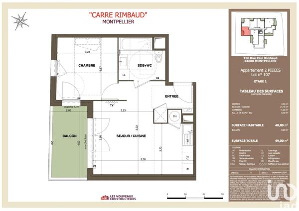 Appartement à vendre 2 pièces 41 m² Montpellier