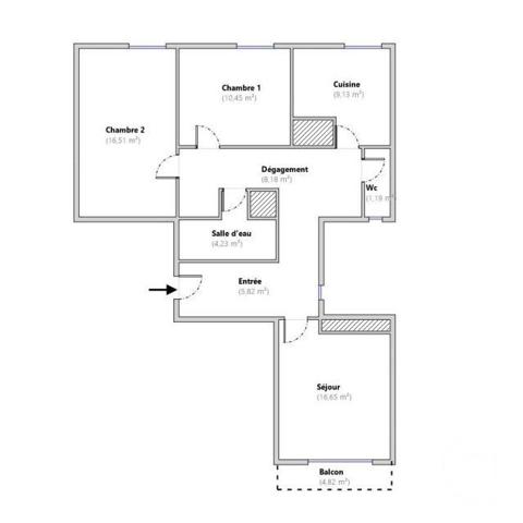 Appartement F3 à vendre  3 pièces - 72,16 m2 MONTROUGE - 92