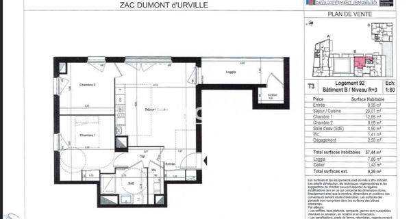 Location Appartement 3 pièces 57.44 m² - Le Havre 76600