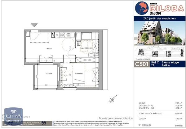 Appartement à louer 2 pièces 38.73m² Dijon (21000)