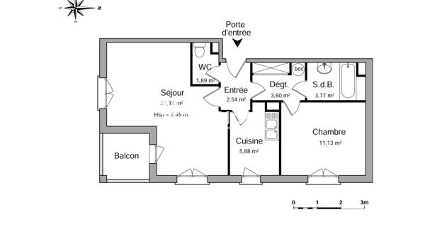 Location Appartement 2 pièces 49.99 m² - Melun 77000