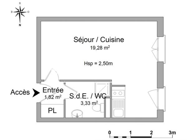 Location Studio meublé 24.43 m² - 14 RUE MAURICE ROLLINAT Limoges 87000