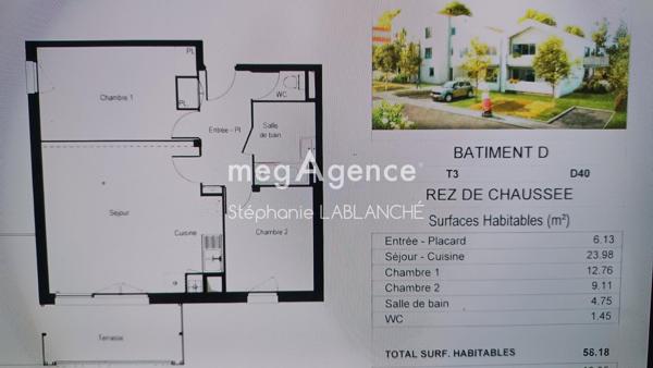 Appartement à AUSSONNE, 31840 - 3 pièces 58m²