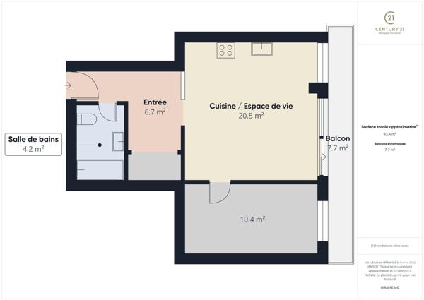 Appartement F2 à vendre  2 pièces - 43,40 m2 CHARTRES - 28