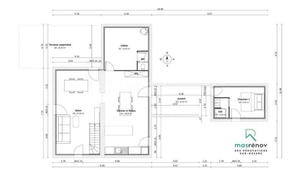 Maison en pierre de 78 m²