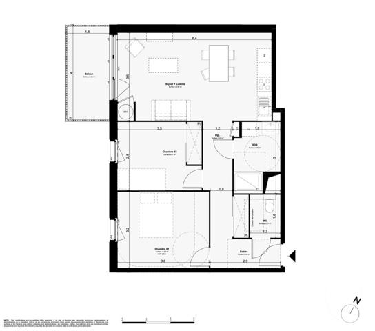 Appartement F3 à vendre  2 pièces - 42 m2 PAIMPOL - 22