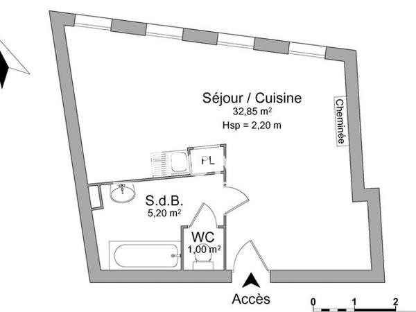 Location Studio 39.05 m² - 12 RUE CONFORT Lyon 69002