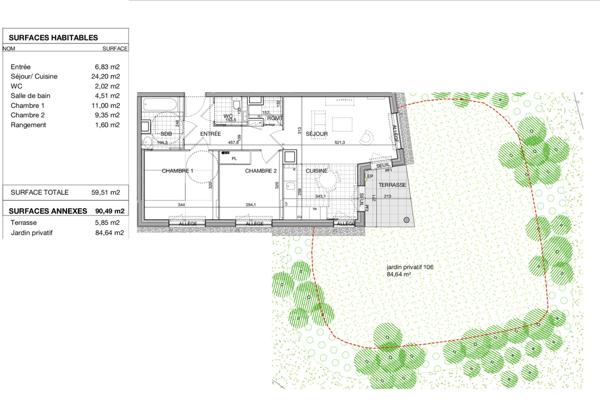 Rare F3 en Rez-de-Jardin face Forêt – L'esprit maison dans une résidence de 2022