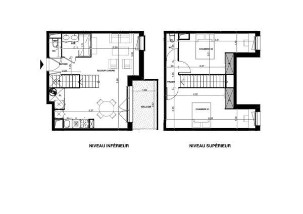 AUDENGE – SUPERBE T3 DUPLEX – 2 CHAMBRES - DANS UNE RÉSIDENCE HAUT DE GAMME