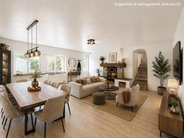 Située à Esson, à 3 min de la dynamique ville de Thury-Harcourt, en plein coeur de la Suisse Normande, cette maison ancienne séduira les amoureux de la pierre et de l'authenticité. Développant 108m2 habitables et environ 130m2 au sol, elle est idéale pour une vie de famille. 

En rez-de-chaussée, vous trouverez une grande cuisine dinatoire de 21m2 environ et une pièce à vivre avec cheminée de plus de 30m2. Les ouvertures côté Sud confèrent à ces deux pièces une belle luminosité. 
Au niveau 1, en rez-de-jardin, un couloir parqueté dessert une grande chambre très lumineuse équipée de placards intégrés, rénovée avec goût et pleine de cachet, une salle de bain avec baignoire et buanderie, des WC indépendants. A ce niveau, une porte vous permet d'accéder au jardin situé derrière la maison et à une terrasse couverte. 
Par un demi-palier, vous accéderez à une deuxième grande chambre de plus de 14m2 habitables . 
Au dernier niveau, sous combles, une très jolie chambre pleine de charme, offrant une magnifique vue sur la campagne et bientôt dotée de sa propre salle d'eau avec WC !! 
Vous l'aurez compris, cette maison allie à merveille le charme de l'ancien et les équipements modernes ; les panneaux photovoltaïques et le chauffe-eau thermodynamique garantissent une économie d'énergie significative. Les menuiseries en PVC double vitrage à isolation renforcée ainsi que les volets roulants offrent, quant à eux, un confort moderne à cette maison. 

A l'extérieur, plusieurs parcelles permettent de laisser libre court à vos futurs projets. En effet, derrière la maison, sans aucun vis à vis, vous jouirez d'un jardin d'environ 400m2 avec grand abris de jardin sur dalle  béton . En face de la maison, plusieurs parcelles pour une contenance totale de 541m2. 

Les atouts de ce bien : 
- Cachet et charme de l'ancien 
- Equipements ( chauffe-eau thermodynamique, panneaux solaires, menuiseries PVC, volets roulants)
- A quelques minutes des commerces et écoles , 25 min de Caen 
- Suite parentale au niveau 2 
- Au calme, en impasse 

Quelques travaux de finitions et d'embellissement de la façade sont à prévoir pour redonner tout son cachet à cette jolie maison du XIXème, nous vous proposons quelques suggestions afin de mieux vous projeter.