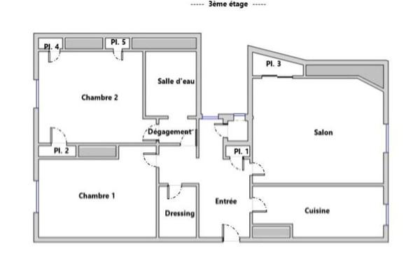 Appartement à vendre    3 pièces • 58,15 m2 Paris 14