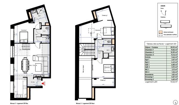 Appartement Beziers 4 pièce(s) 112 m2 avec parkings