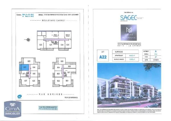 Appartement à louer 2 pièces 44.72m²