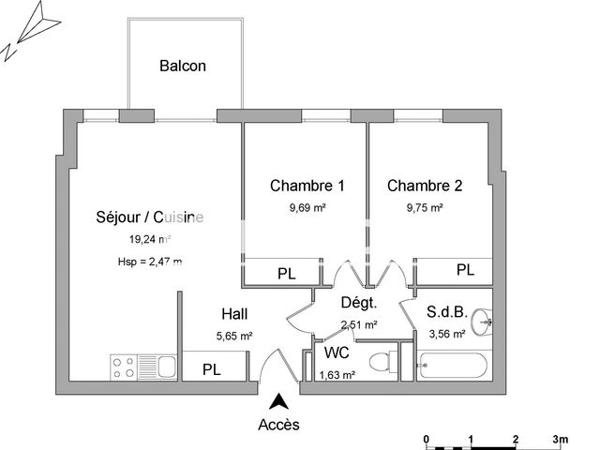 Location Appartement 3 pièces 52.03 m² - LE PRE MAUPASSANT La Riviere Saint Sauveur 14600