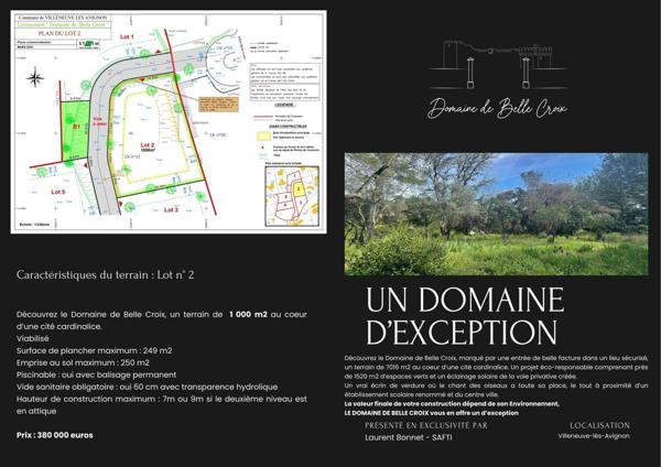 Exceptionnel terrain au "Domaine de Belle Croix"