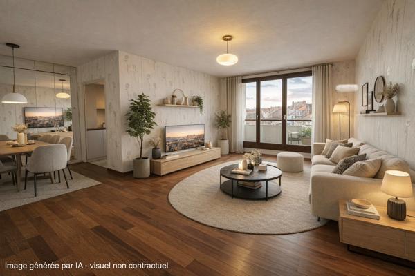 Appartement de 81m2, 2 chambres avec balcon + place de stationnement