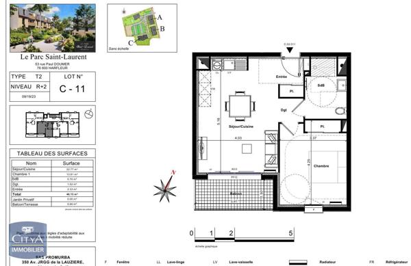 Appartement à louer 2 pièces 46.13m²