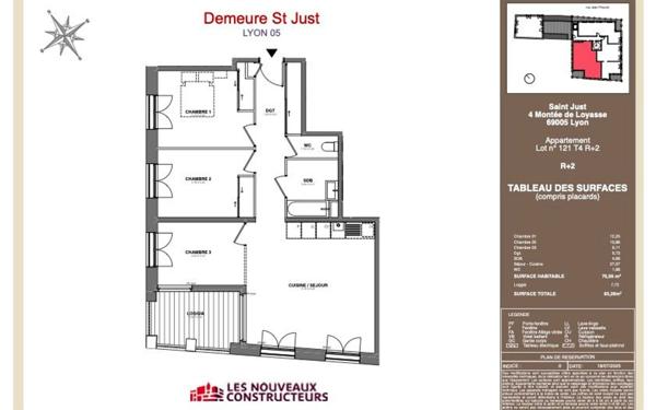 Appartement à vendre    4 pièces • 75,56 m2 Lyon 5