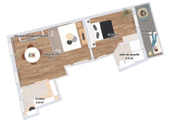 Hypercentre - T2 rénové avec terrasse €289 000 ** - Référence MR647-1