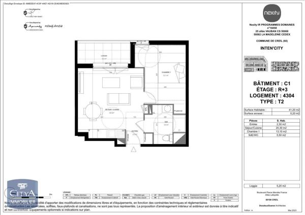Appartement à louer 2 pièces 41.2m² Creil (60100)