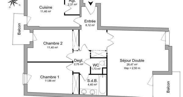 Location Appartement 3 pièces 82.58 m² - Laxou 54520