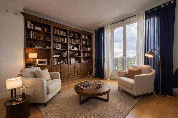 Vrai espace de réception, élégant et vivant