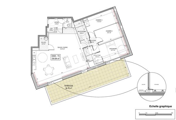 Grand T4 avec terrasse et 2 parkings