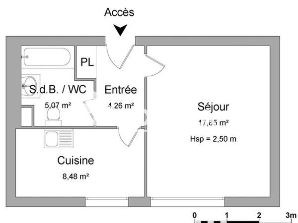 Location Studio 35.66 m² - 52 RUE DE LA VILLE EN BOIS Nantes 44100