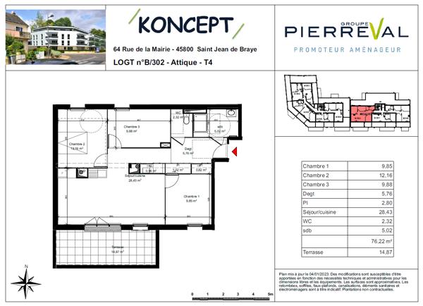 B302 - Appartement neuf Saint Jean De Braye 4 pièce (s) 76,22m²