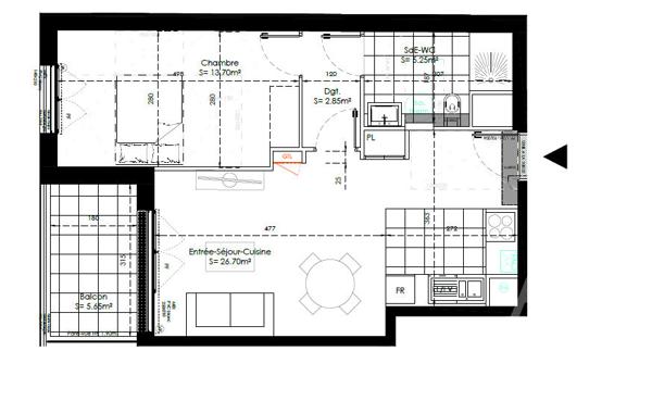 Appartement 2 pièces 50m2 VEFA Avenue Gabriel Péri