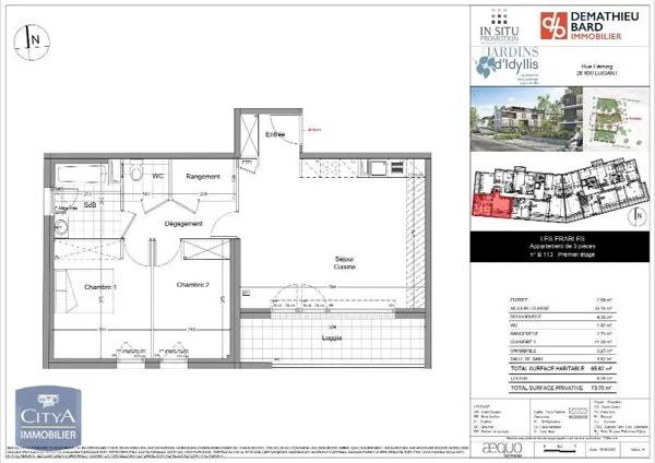 Appartement à louer 3 pièces 65.62m² Luisant (28600)