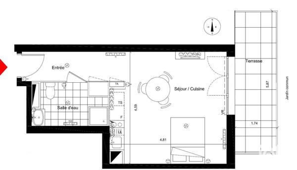 Location appartement 1 pièce 31 m² Saint-Denis