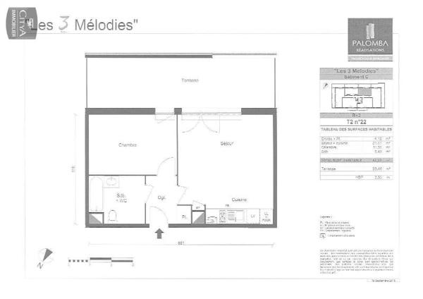 Appartement à louer 2 pièces 42.42m²