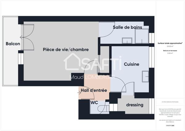 Appartement F1 avec balcon - 15 min à pieds du centre ville