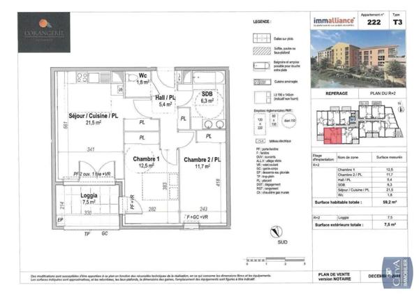 Appartement à louer 3 pièces 59.5m²