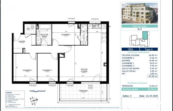 T4 Marcq-en-Baroeul 87.30 m²