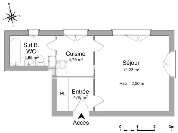 Location Studio meublé 31.2 m² - 64 RUE RAYMOND POINCARE Nancy 54000