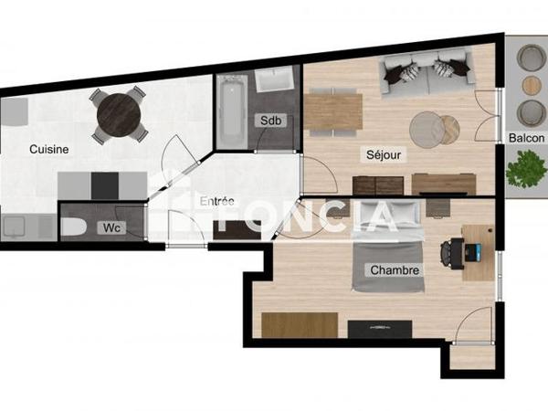 Location Appartement 2 pièces 47.17 m² - 8 RUE MICHELET Grenoble 38000