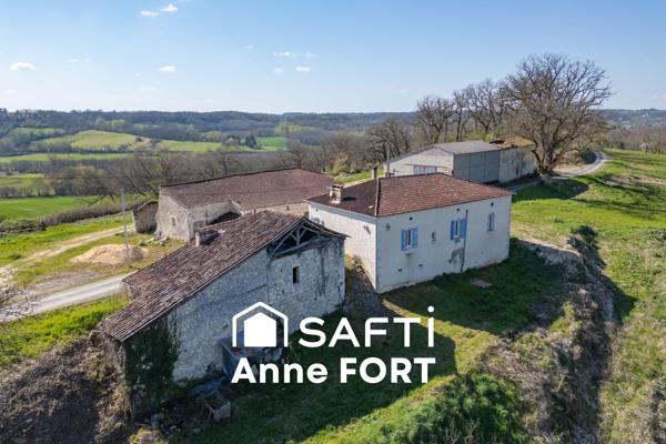 Ferme en pierre à rénover d'environ 132 m2 avec trois dépendances et terrain de 2500 m2
