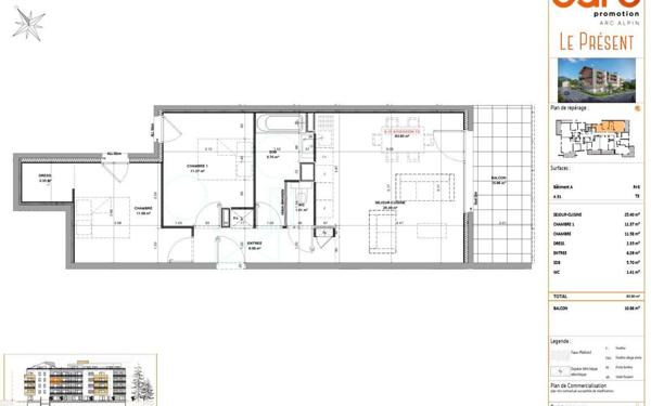 Appartement à vendre    3 pièces • 63,90 m2 Cognin