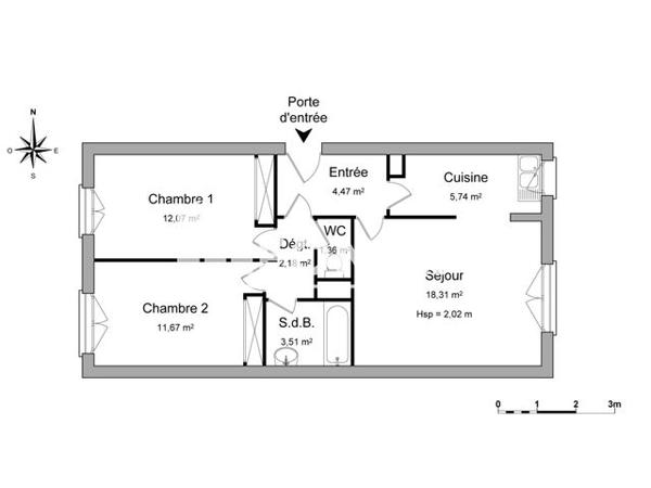 Location Appartement 3 pièces 59.31 m² - BAT C Equemauville 14600