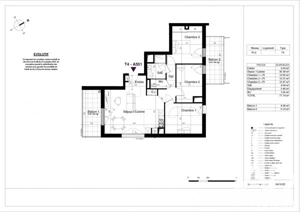 Appartement à vendre 4 pièces 77,74 m² La Rochelle