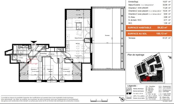CASTANET-TOLOSAN – APPARTEMENT T4 D’EXCEPTION AVEC TERRASSE 61 M² – DERNIER ÉTAGE – RÉSIDENCE DE STANDING